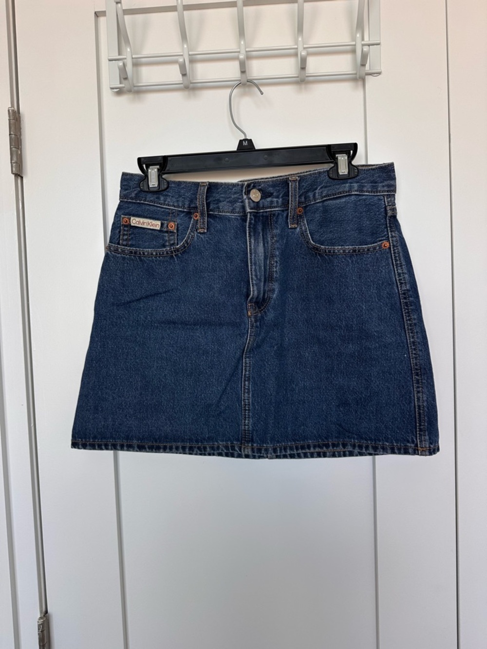 Calvin Klein Blue Denim A-Line Mini Skirt